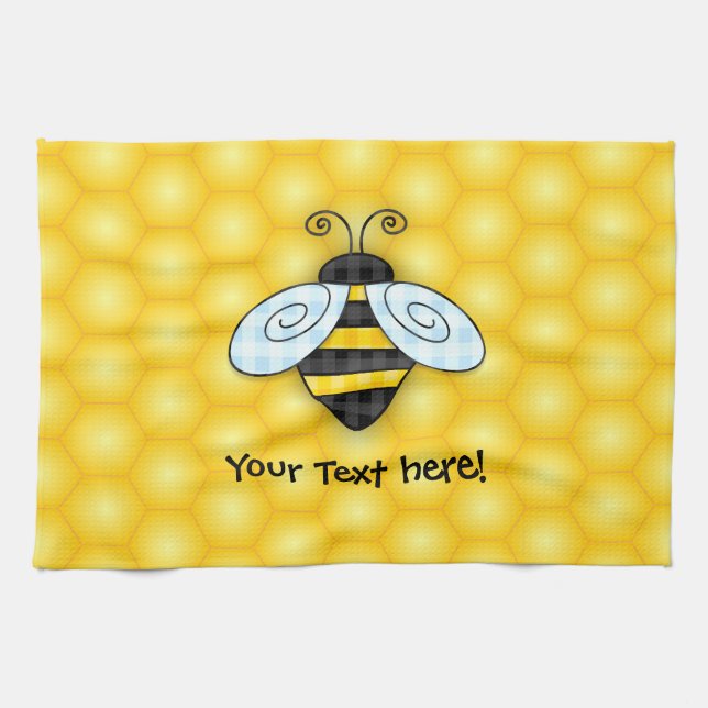 Buzzing Bumblebee and Honeycomb Icon Towel (Horizontal)