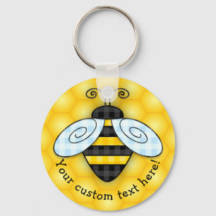 Buzzing Bumblebee Honeycomb Icon Keychain NEW!