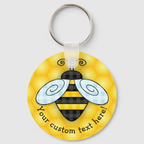 Buzzing Bumblebee Honeycomb Icon Keychain NEW