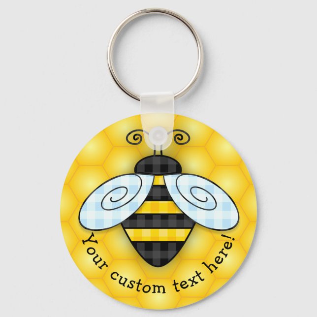 Buzzing Bumblebee Honeycomb Icon Keychain NEW! (Front)
