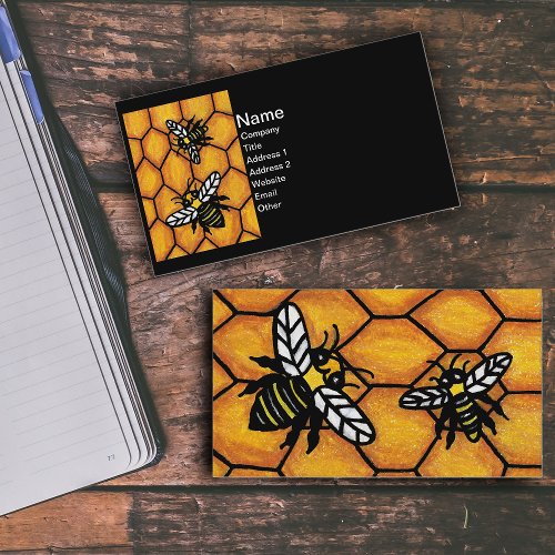 Buzzing Cute Bees Honeycomb Business Cards
