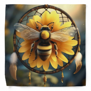 "Buzzing Dreams: Sunflower Bee Dreamcatcher" Bandana