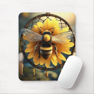 "Buzzing Dreams: Sunflower Bee Dreamcatcher" Mouse Pad