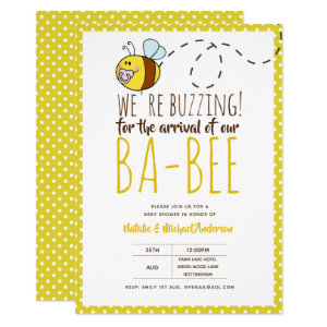 BUZZING For ARRIVAL of BA BEE Baby Shower Yellow Invitation