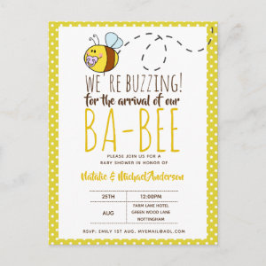 BUZZING For ARRIVAL of BA BEE Baby Shower Yellow Postcard