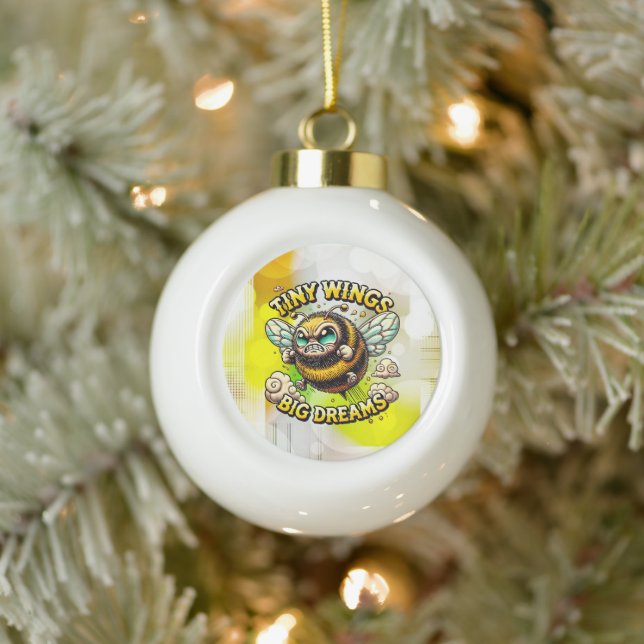 Buzzing for Greatness Ceramic Ball Christmas Ornament (Tree)
