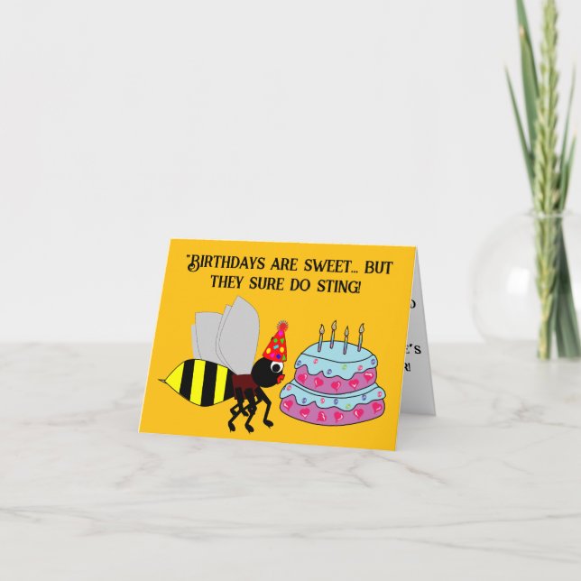 Buzzing Into Another Year: Funny Wasp Birthday Card (Front)