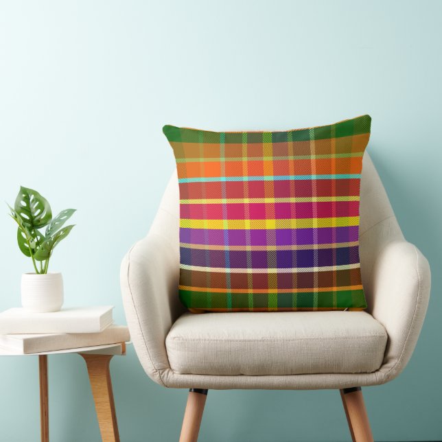 Buzzing Plaid SF Throw Pillow (Chair)