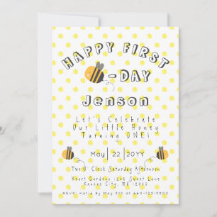 Buzzing with Celebration Honey Bee First Birthday Invitation