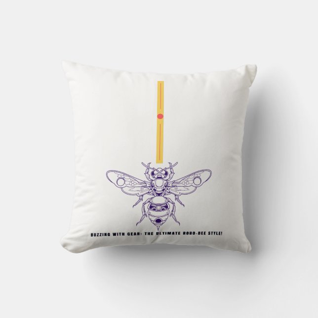 Buzzing with Gear: Robo-Bee Style! Throw Pillow (Front)