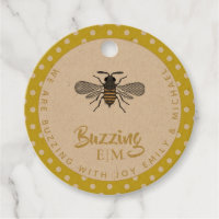 BUZZING With JOY - BEE Wedding Baby Bridal YELLOW Favor Tags