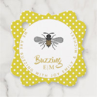 BUZZING With JOY - BEE Wedding Baby Bridal YELLOW Favor Tags