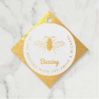 BUZZING With JOY - BEE Wedding Baby Bridal YELLOW Foil Favor Tags