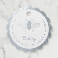 BUZZING With JOY - BEE Wedding Baby Bridal YELLOW Foil Favor Tags
