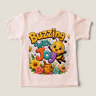 Buzzing With Joy | Cute Happy Bee Cartoon Design Toddler T-shirt