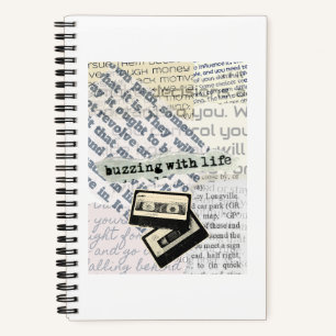 Buzzing With Life Vintage Cassette Collage Notebook