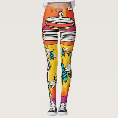 Buzzworthy Style Pop Art Bee Explosion  Leggings