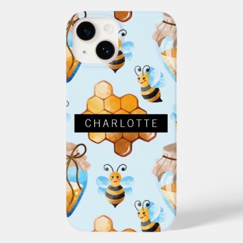 Buzzy Bee And Honey Hive Pattern Personalized Case_Mate iPhone 14 Case
