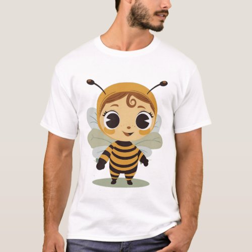 Buzzy Bee Bliss A Cartoon Honeybee Delight T_Shirt