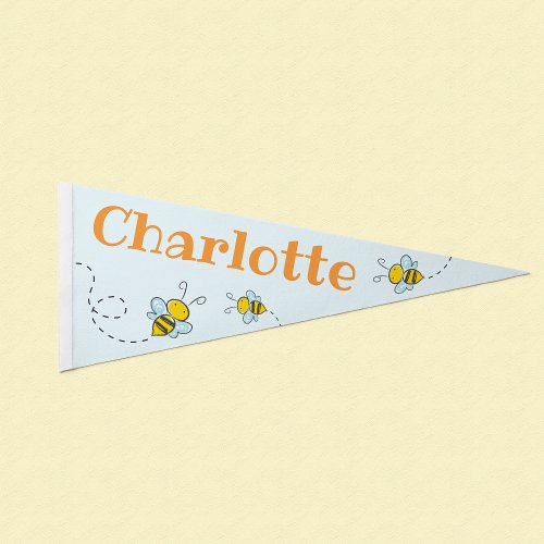 Buzzy Bee Name Pennant for Kids Room _ Charlotte Pennant Flag