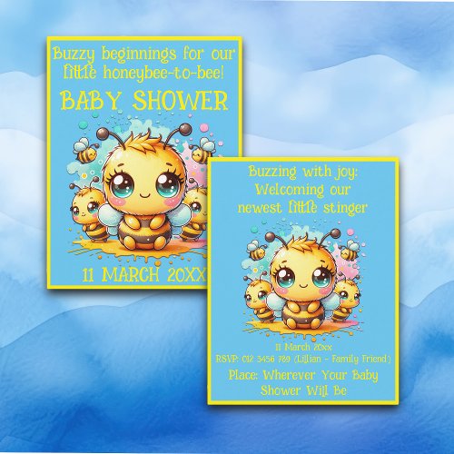 Buzzy beginnings honeybee_to_bee Baby Shower  Inv