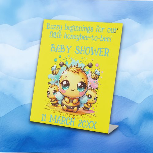 Buzzy beginnings honeybee_to_bee Baby Shower  Pedestal Sign