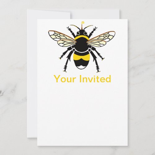 Buzzy Bumble BEE _ Nature _Yellow  black Invitation