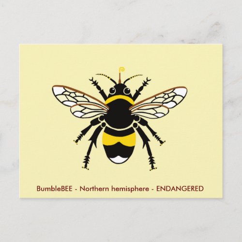 Buzzy graphic BEE _Wildlife _Insect _ yellow Postcard