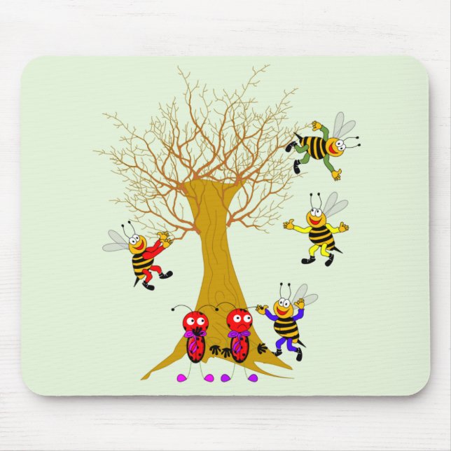 Buzzy Tree Adventure Ladybugs and Bees playing in  Mouse Pad (Front)