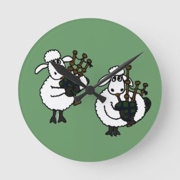 Bv- Sheep Playing Bagpipes Clock by tickleyourfunnybone at Zazzle