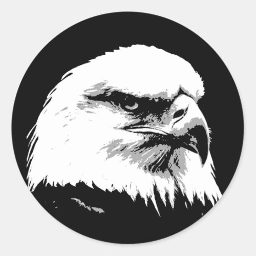 BW American Bald Eagle Classic Round Sticker