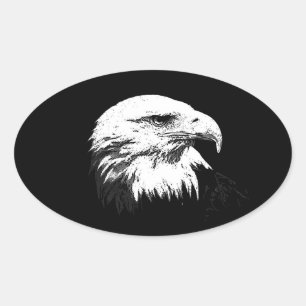 BW American Bald Eagle Oval Sticker