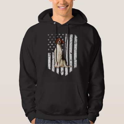 BW American Flag Irish Red and White Setter 4th Of Hoodie