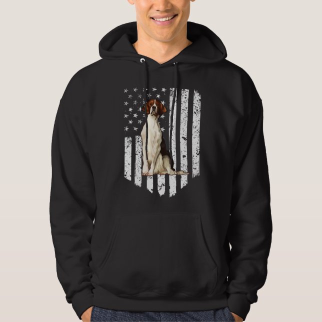 BW American Flag Irish Red and White Setter 4th Of Hoodie (Front)