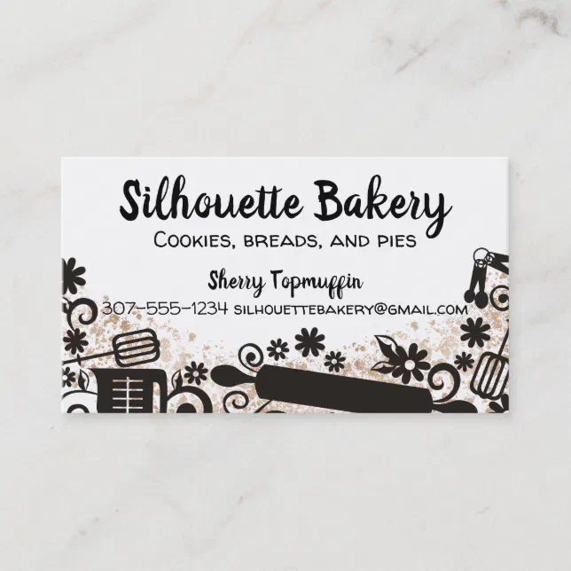 BW bakery pastry chef utensils business card Zazzle