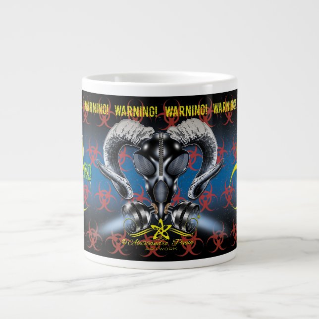 BW! BIOHAZARD WARNING! SKULL GIANT COFFEE MUG (Front)