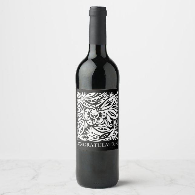 BW Bird Art Cutouts Wine Label (Front)