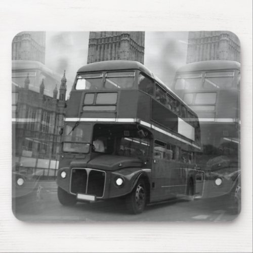 BW Black  White London Bus  Big Ben Mouse Pad