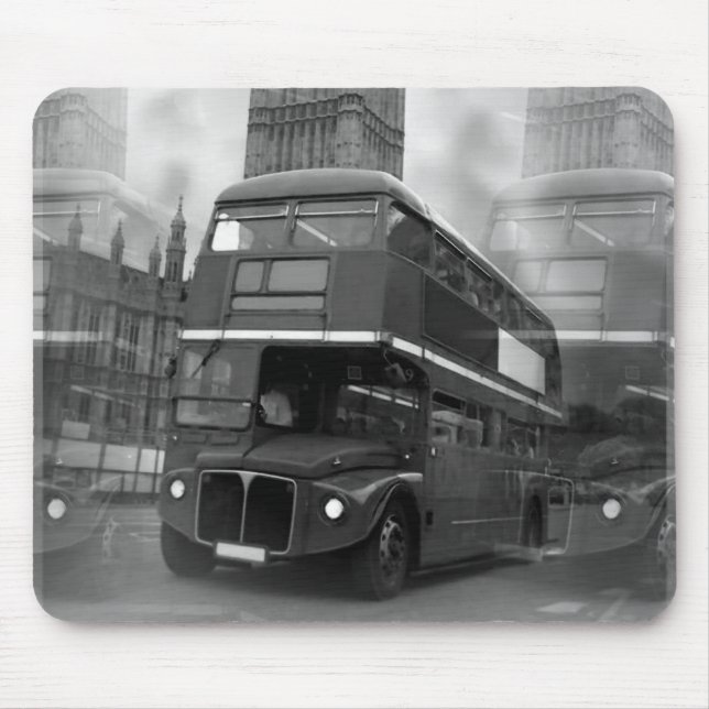 BW Black & White London Bus & Big Ben Mouse Pad (Front)