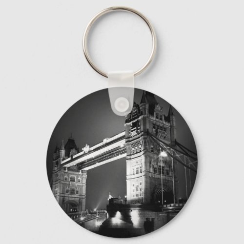 BW Black  White London Tower Bridge Keychain