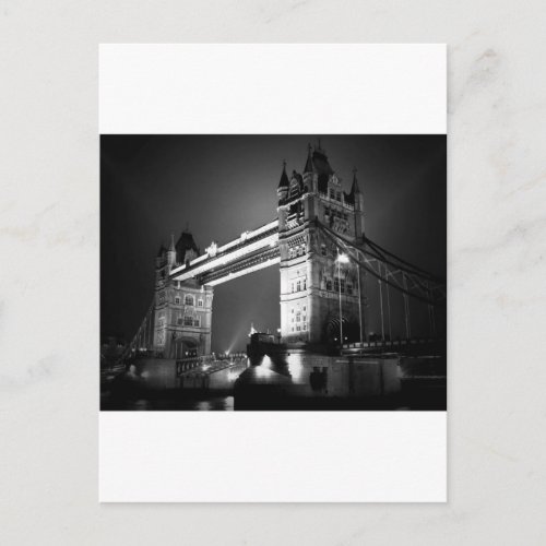 BW Black  White London Tower Bridge Postcard