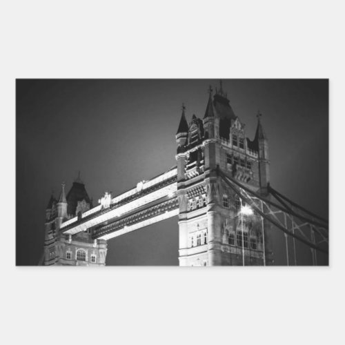 BW Black  White London Tower Bridge Rectangular Sticker