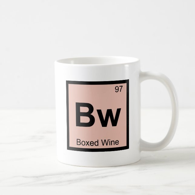 Bw - Boxed Wine Chemistry Periodic Table Symbol Coffee Mug (Right)