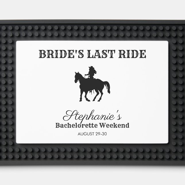 BW  Bride's Last Ride Bachelorette Weekend  Bar Mat (Front (Close Up))