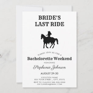 BW  Bride's Last Ride Bachelorette Weekend  Invitation