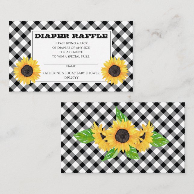 BW Checks Baby Q BBQ Shower Diaper Raffle Enclosure Card (Front/Back)