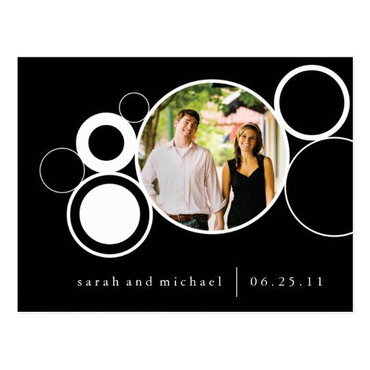 BW Circles Save the Date Postcard