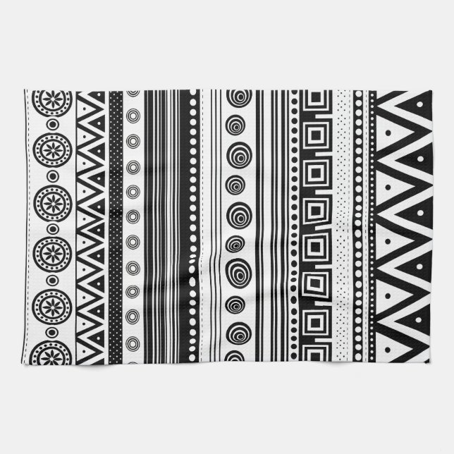BW decorative aztec texture Kitchen Towel (Horizontal)