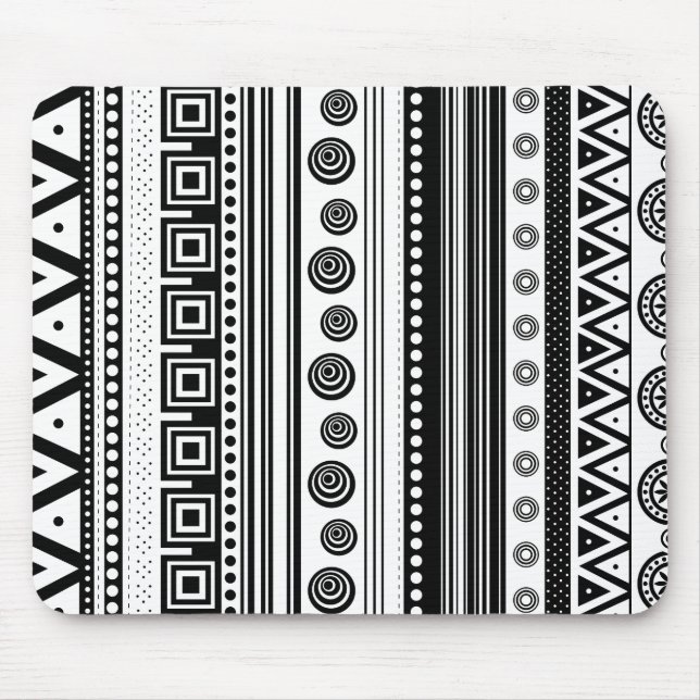 BW decorative aztec texture Mouse Pad (Front)