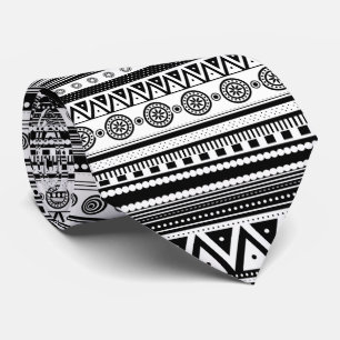 BW decorative aztec texture Neck Tie